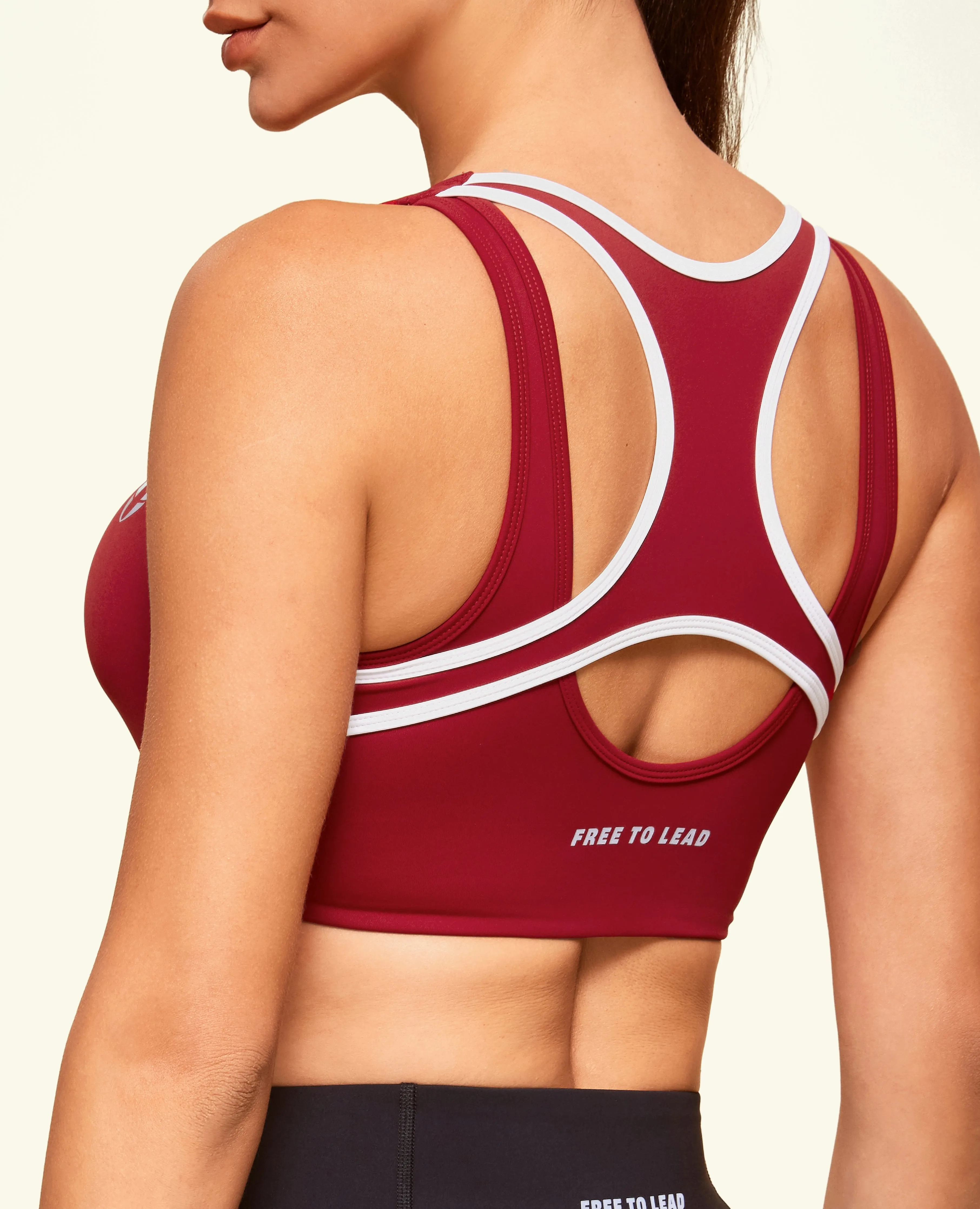 Hollow Active Sports Bra - Red Cranberry Striped activewear