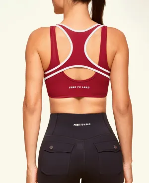 Hollow Active Sports Bra - Red Cranberry Seamless Design