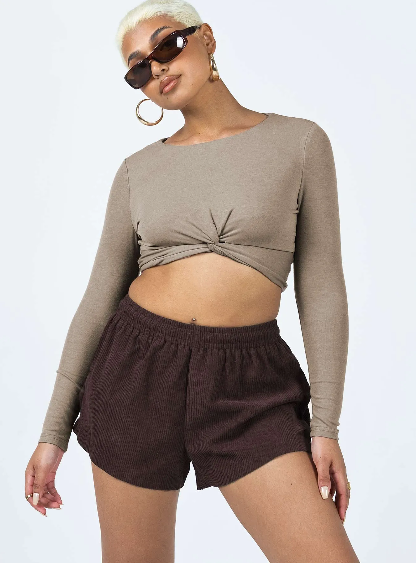 Beach House Shorts Cord Brown SustainableCertified TearResistant Fabric