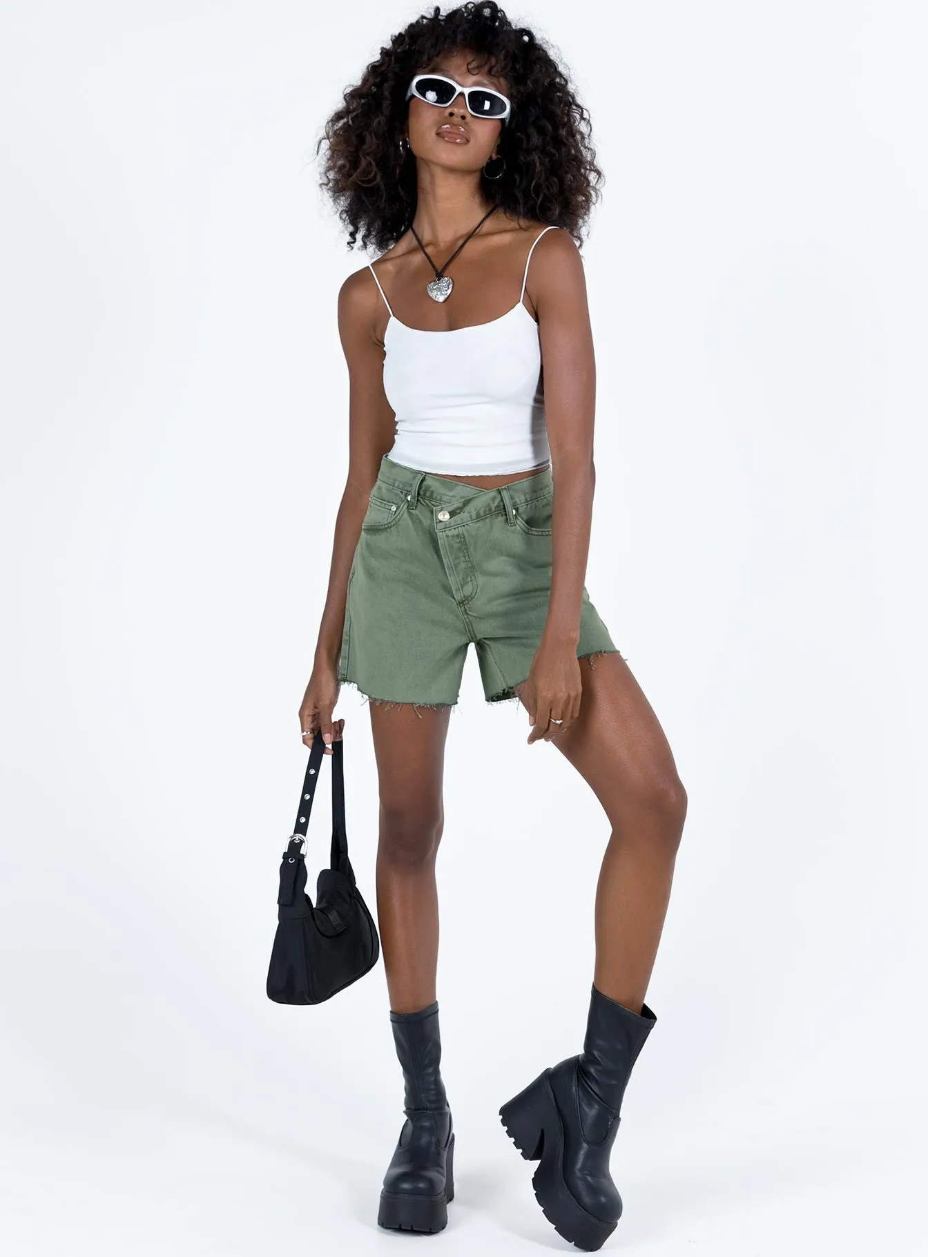 Earth Glow SnagFree Fabric Xena Denim Shorts Green