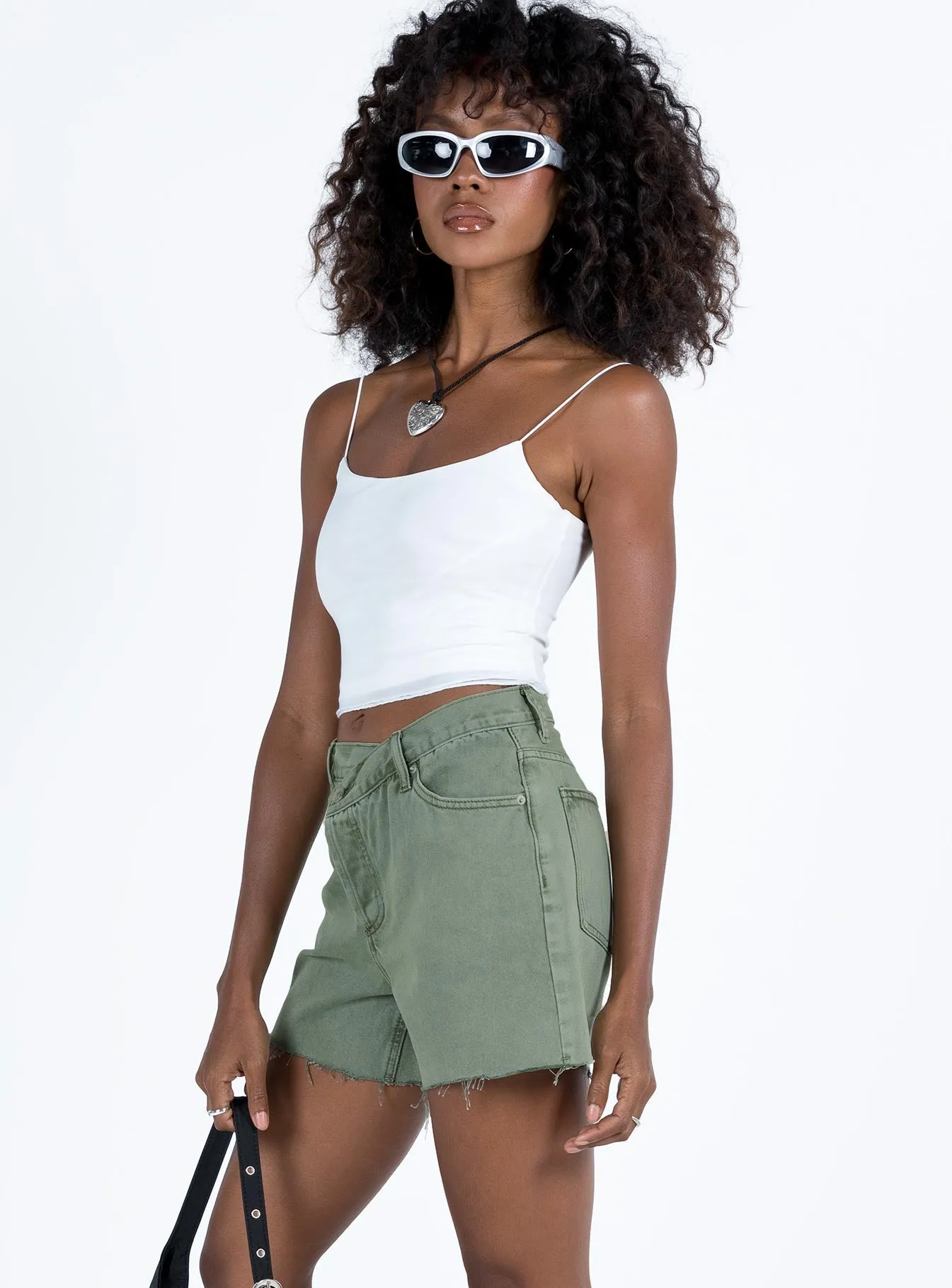 Xena Denim Shorts Green DoubleStitchedEdges Tech Mood