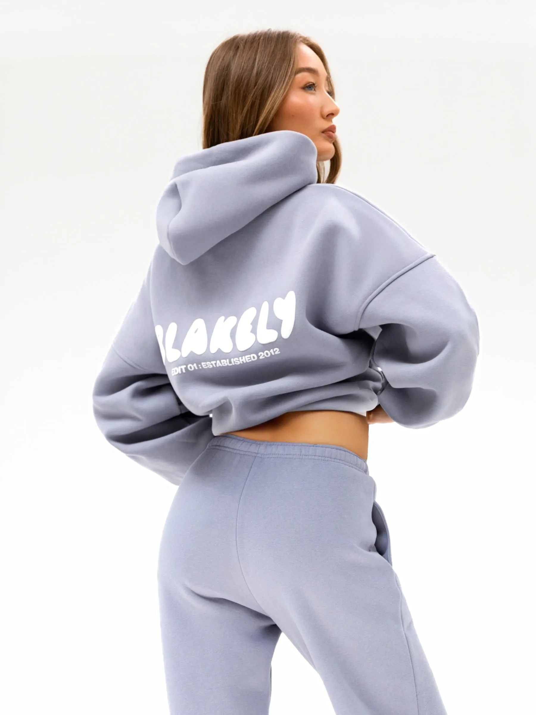 Cloud Print Oversized Hoodie - Pale Lilac Street Mood High Collar Coverage