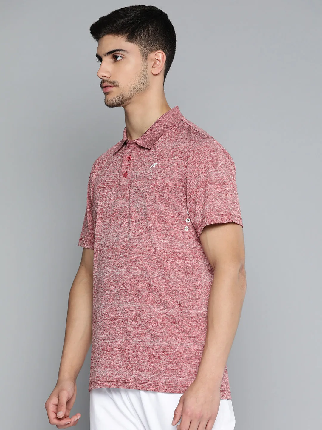 Alcis Men Polo Collar Anti Static Slim Fit Sports T-shirt With Glow In the Dark Detail FourButton Placket