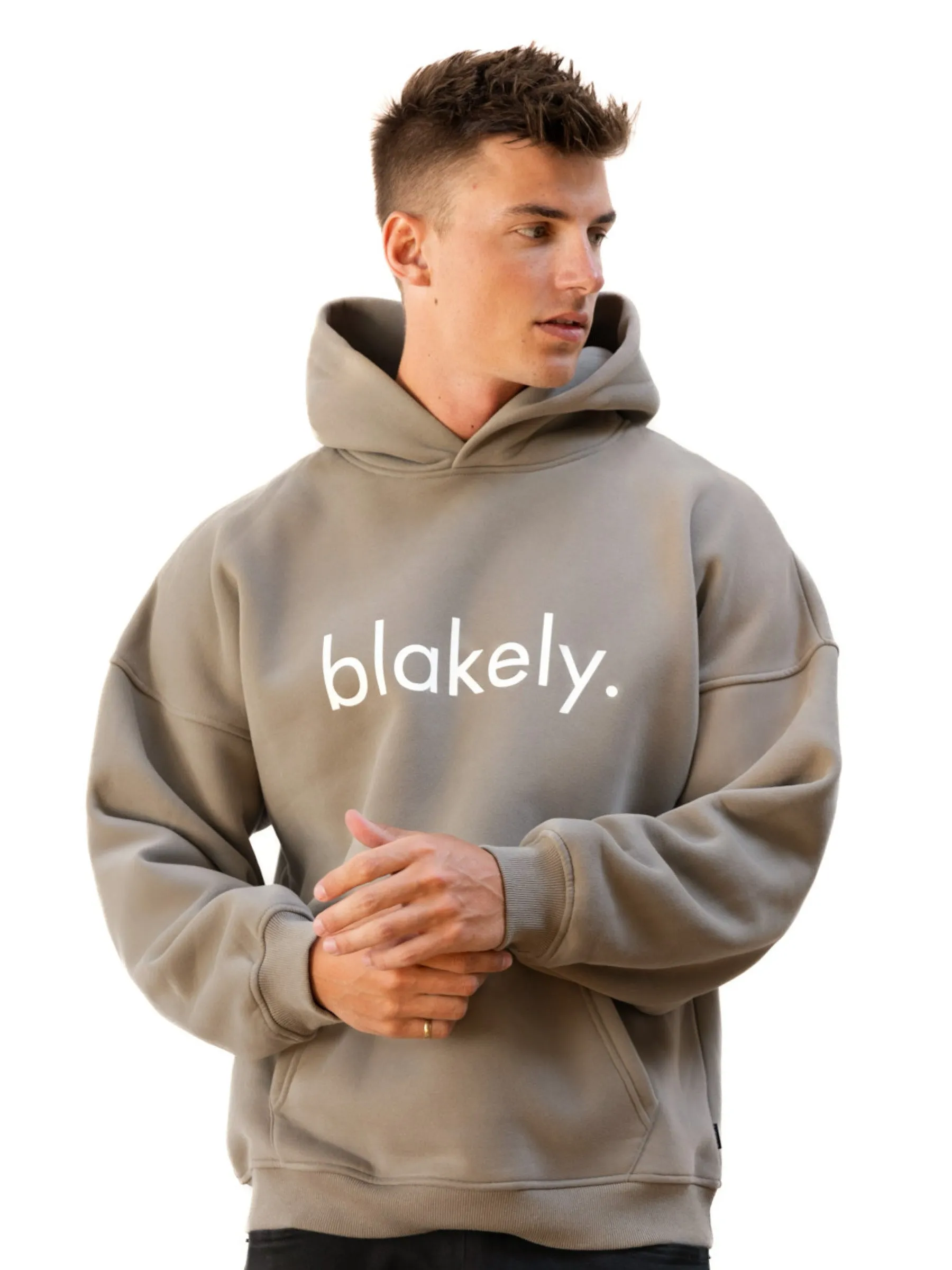 urban vibe Wellness wear Logo Relaxed Hoodie - Washed Khaki