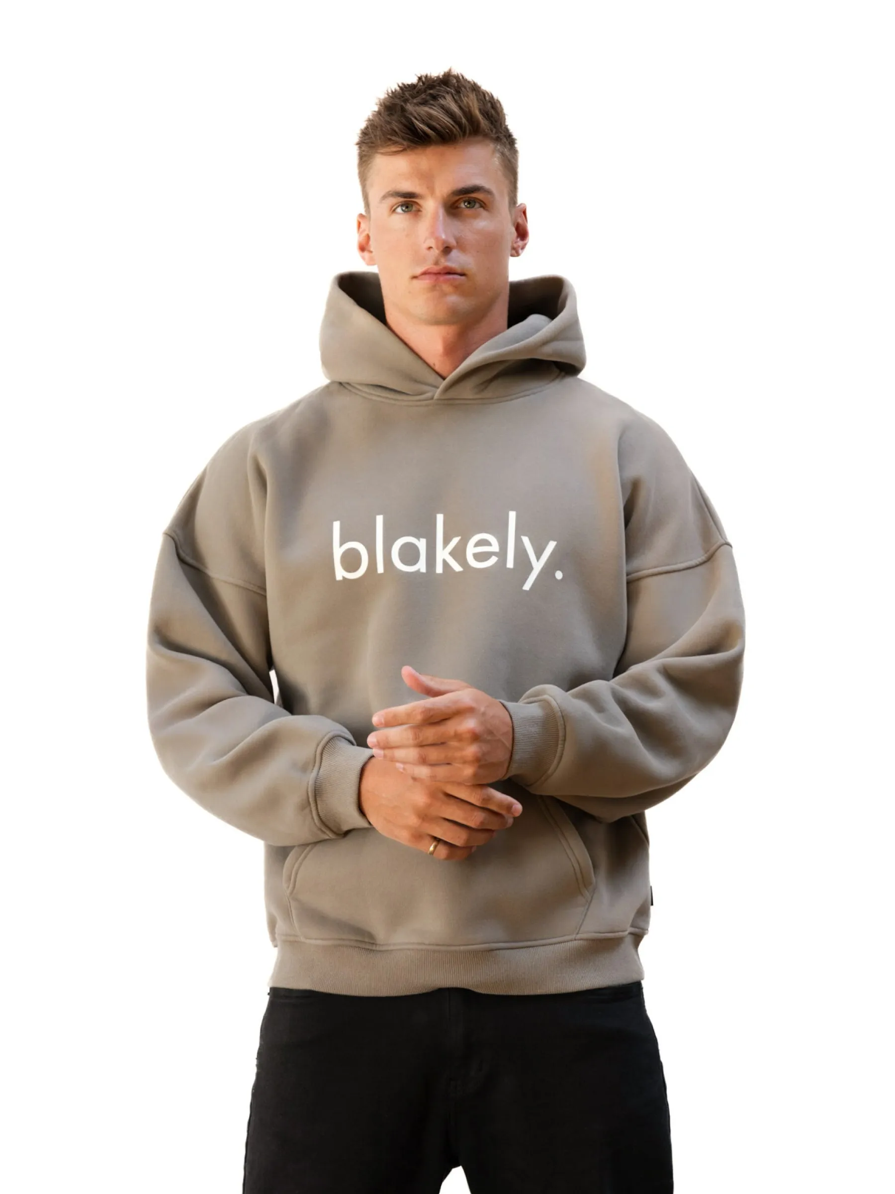 City Style performance costume Logo Relaxed Hoodie - Washed Khaki