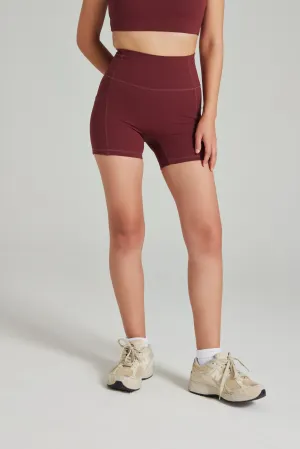 Laser Cut Edges UV Protection Pocket Shorts (Mini 4") in Dark Cherry