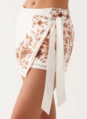 Dreamy Days Wrap Tie Side Mini Skirt - Ivory HypoallergenicFiber