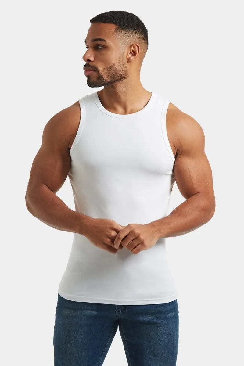 Playful Prints Athletic Fit Tank Top in White