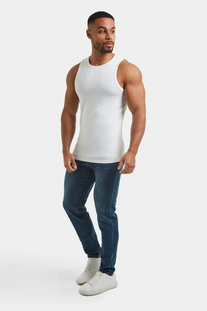 Stylish Details Athletic Fit Tank Top in White
