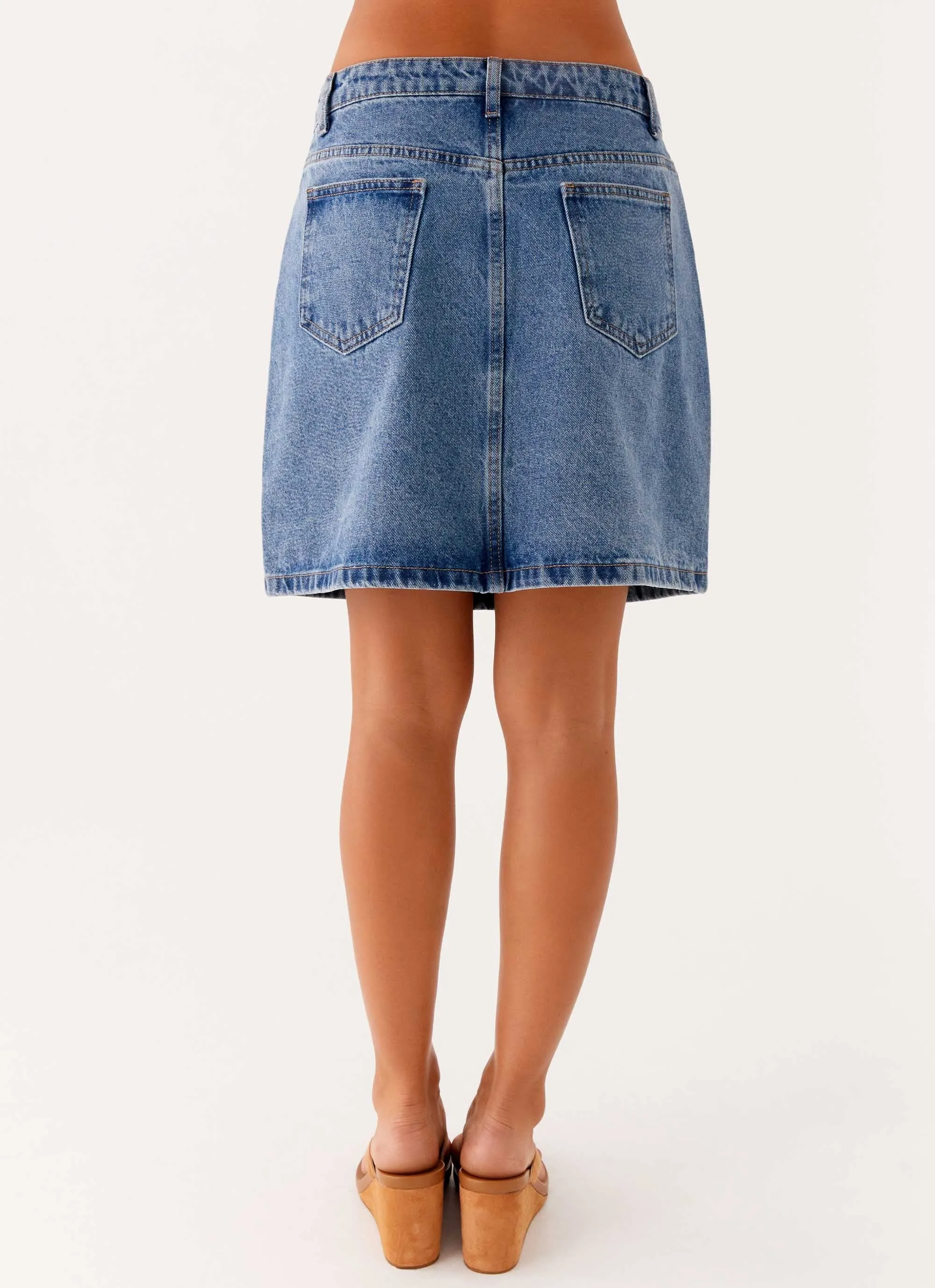 Stella Low Rise Mini Skirt - Blue Casual event dress Luxurious Texture