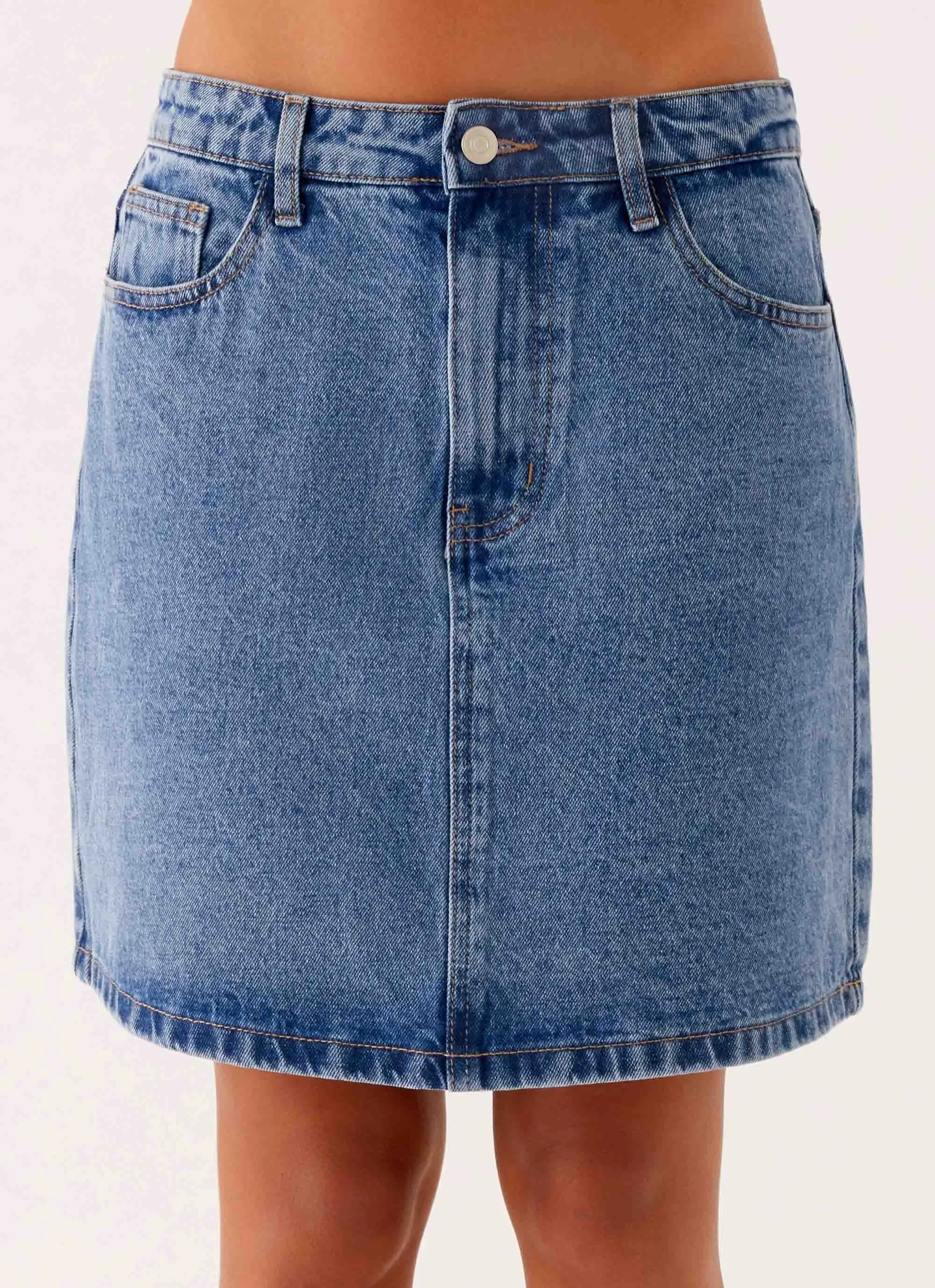 Statement Mood Chic Everyday Wear Stella Low Rise Mini Skirt - Blue