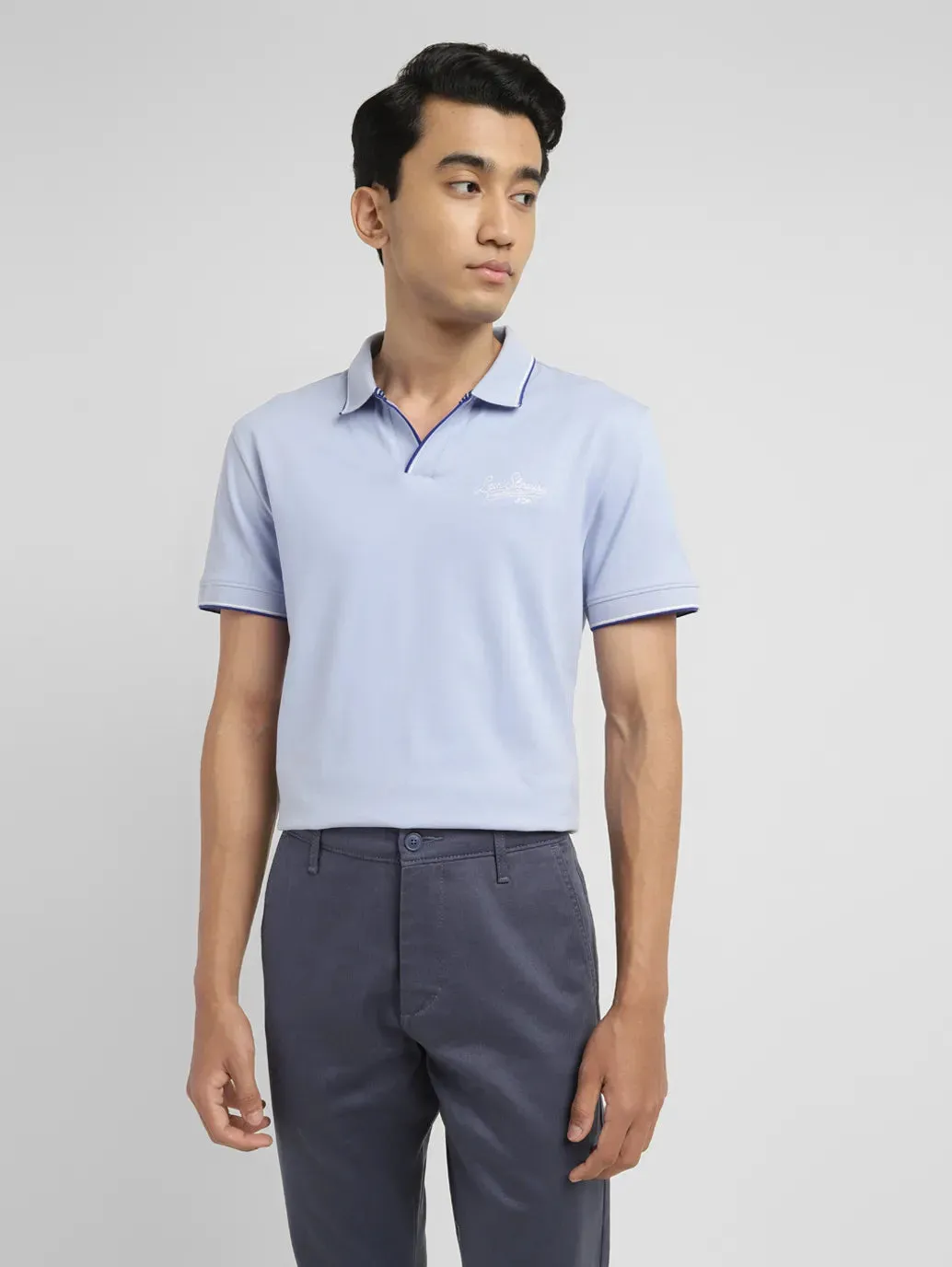 Compact Knit Structure Oversized Silhouette Men's Solid Slim Fit Polo T-shirt