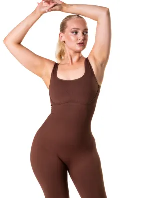 Square Neck U-Back Flared Jumpsuit Casual Elegant