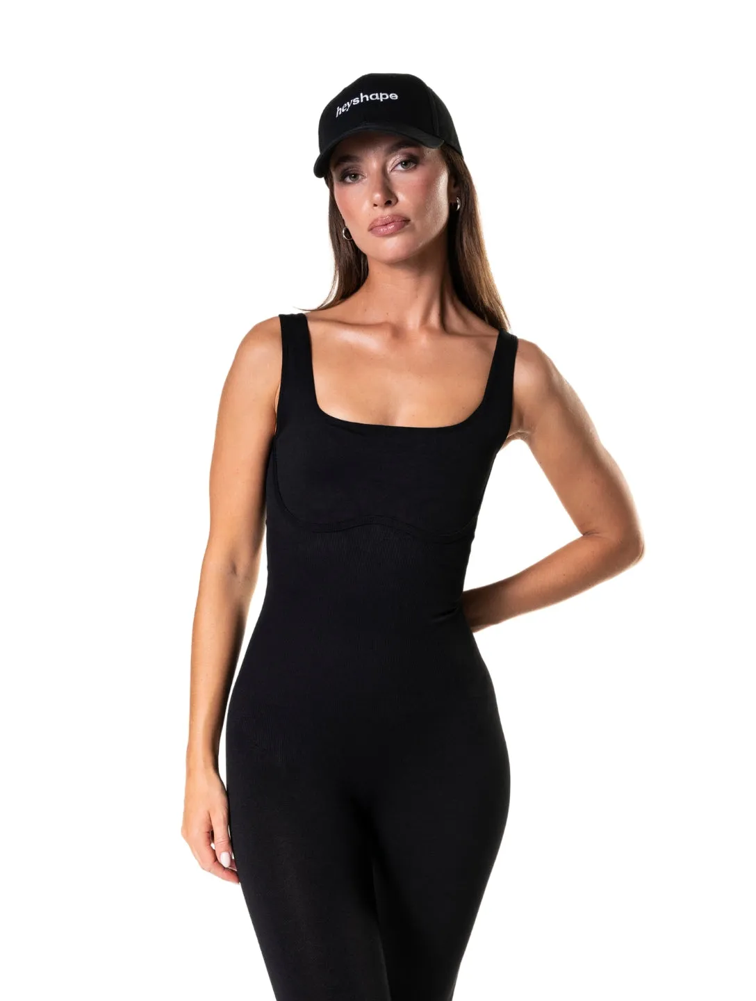 Square Neck U-Back Flared Jumpsuit Resort Date Basic Friends