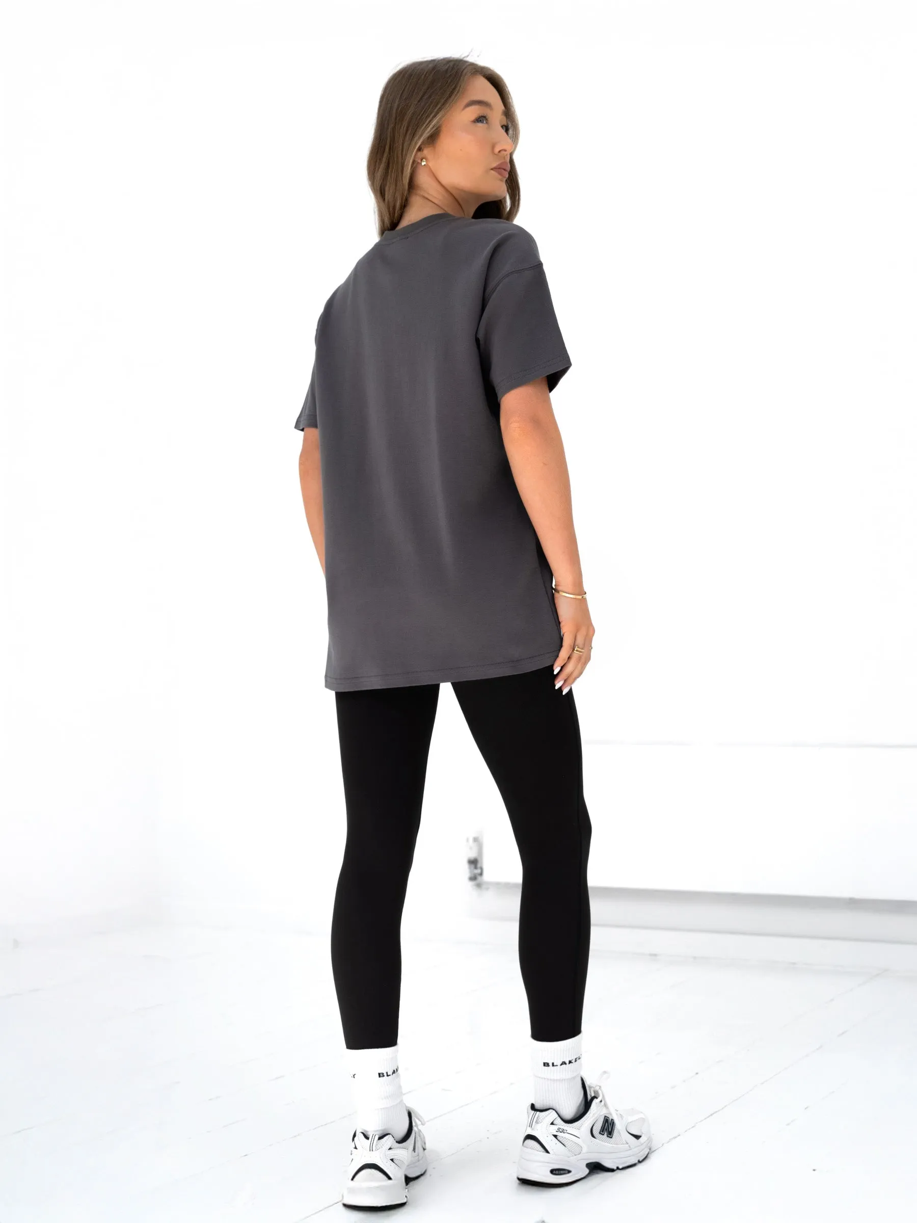 Boat neck style Olivia Oversized T-Shirt - Charcoal