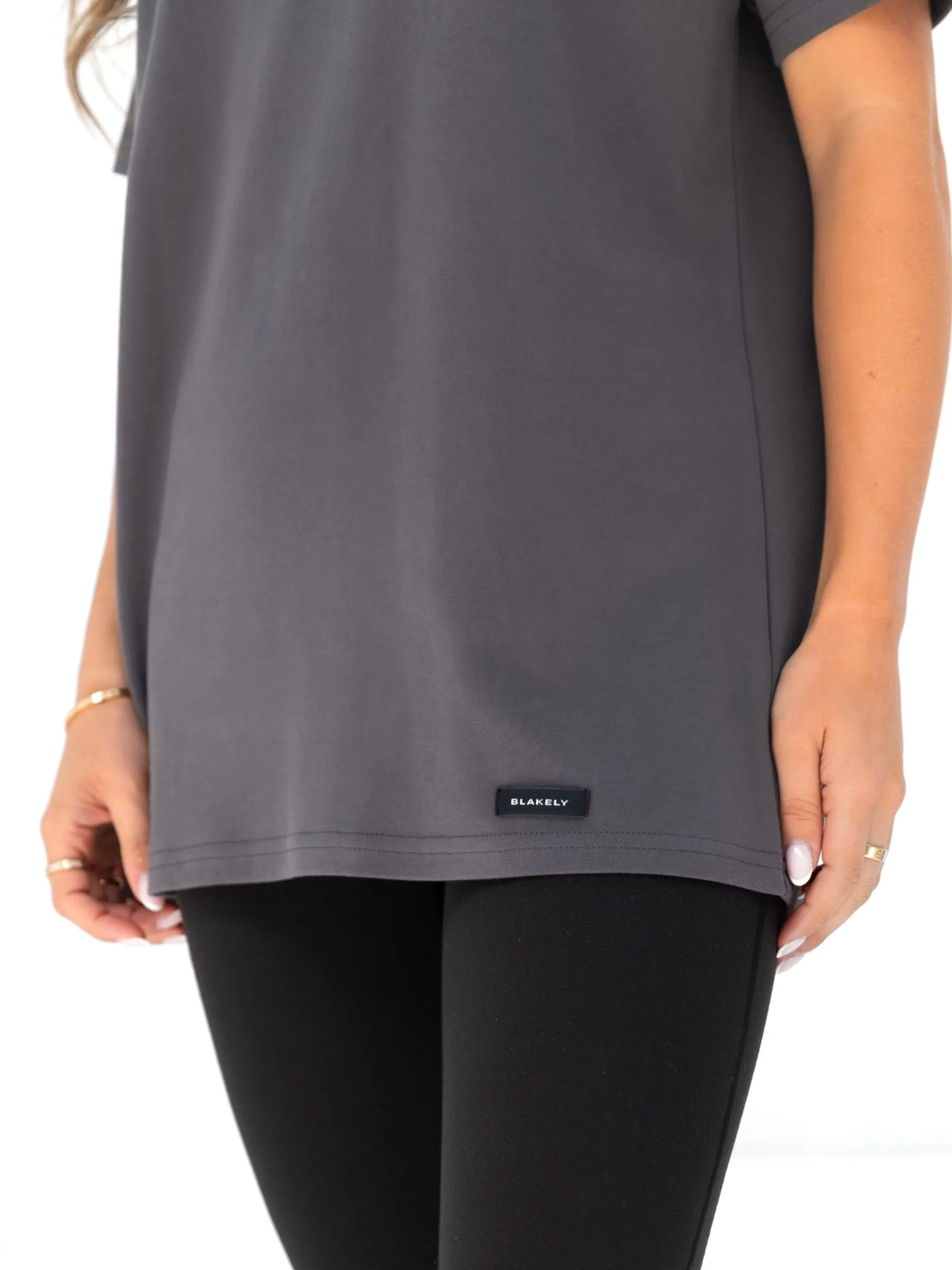 Classic Comfort Denim combination Olivia Oversized T-Shirt - Charcoal