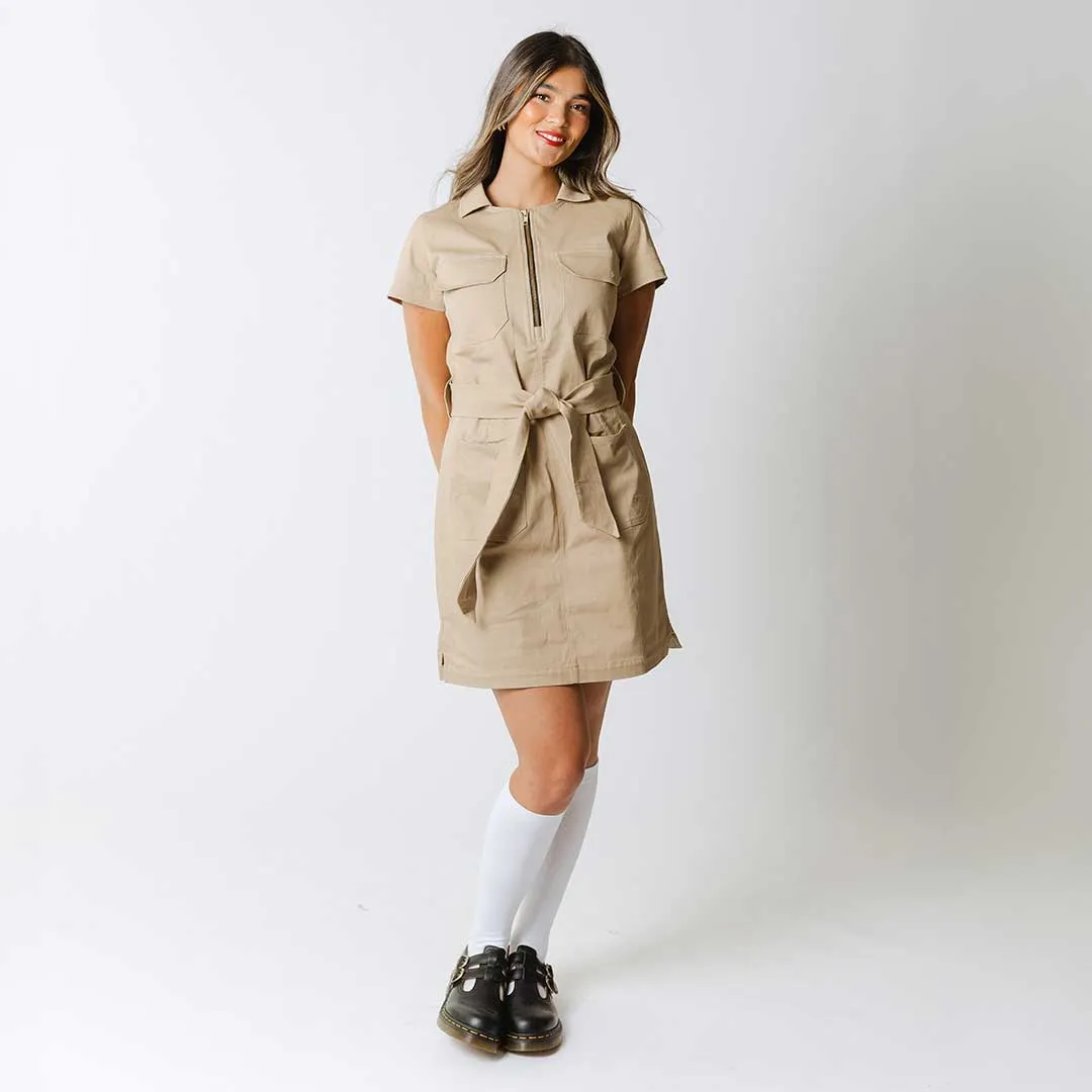 Hamptons Dress, Toffee Canvas StaticResistantTextile