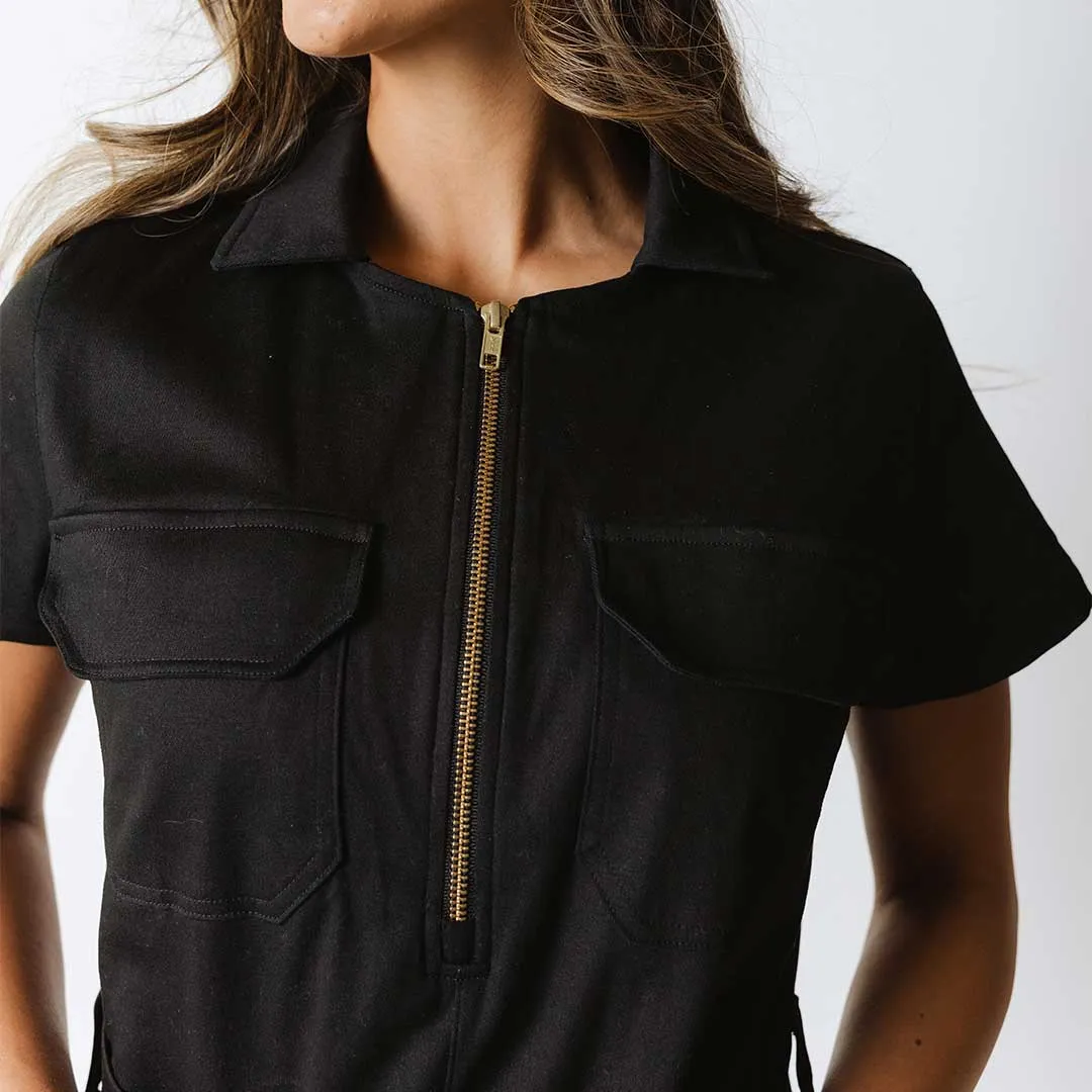 warm fleece StaticResistantTextile Hamptons Dress, Black Canvas