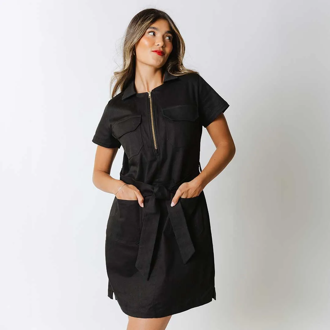 FadeResistant Color Thermal regulation Hamptons Dress, Black Canvas