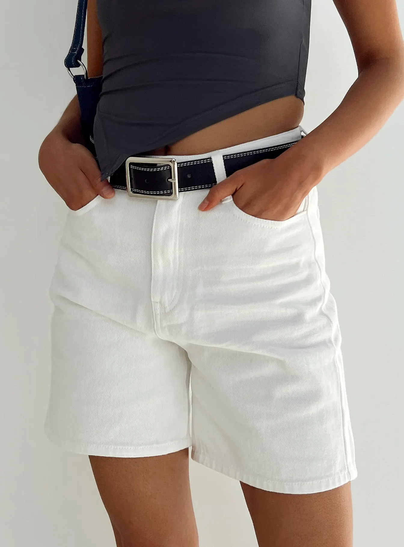 Aysa Shorts White Denim Breathable Material