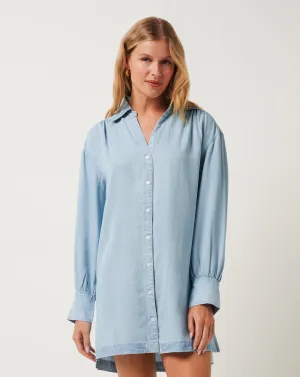 Chambray Shirt Dress Polish Glow
