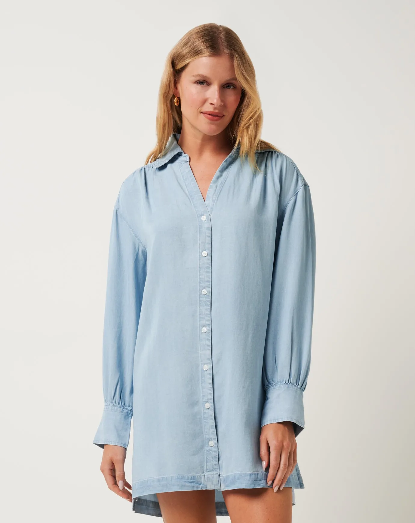 Chambray Shirt Dress Open Heart EcoFriendlyTextile
