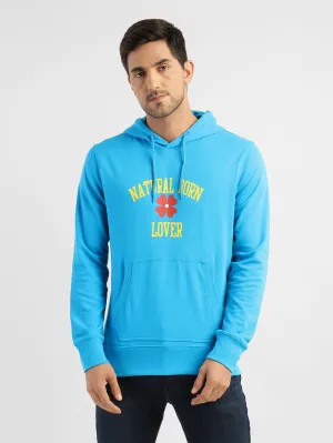 Men's Printed Hooded Sweatshirt Blue earthy tone