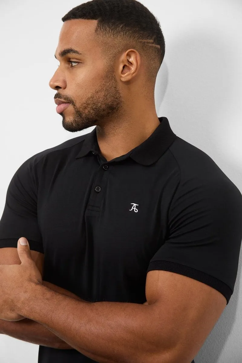 Summer Vacation Fashion Forward Athletic Fit Polo Shirt in Black
