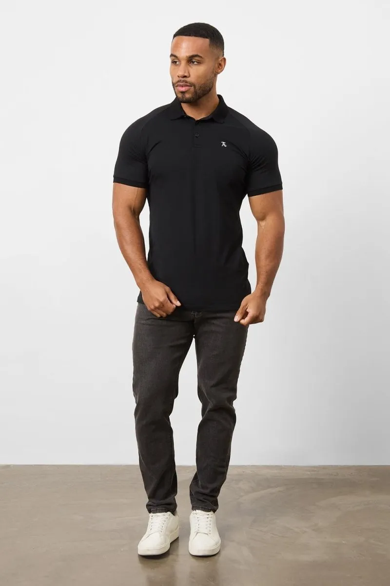 Athletic Fit Polo Shirt in Black Sporty Elegance