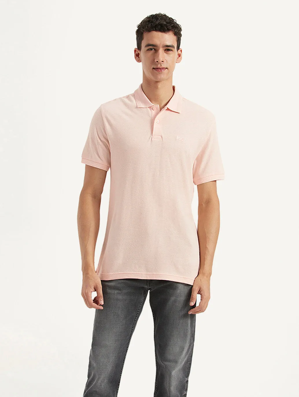 Active Wear Contrast Trim Detail Men's Solid Slim Fit Polo Linen T-shirt