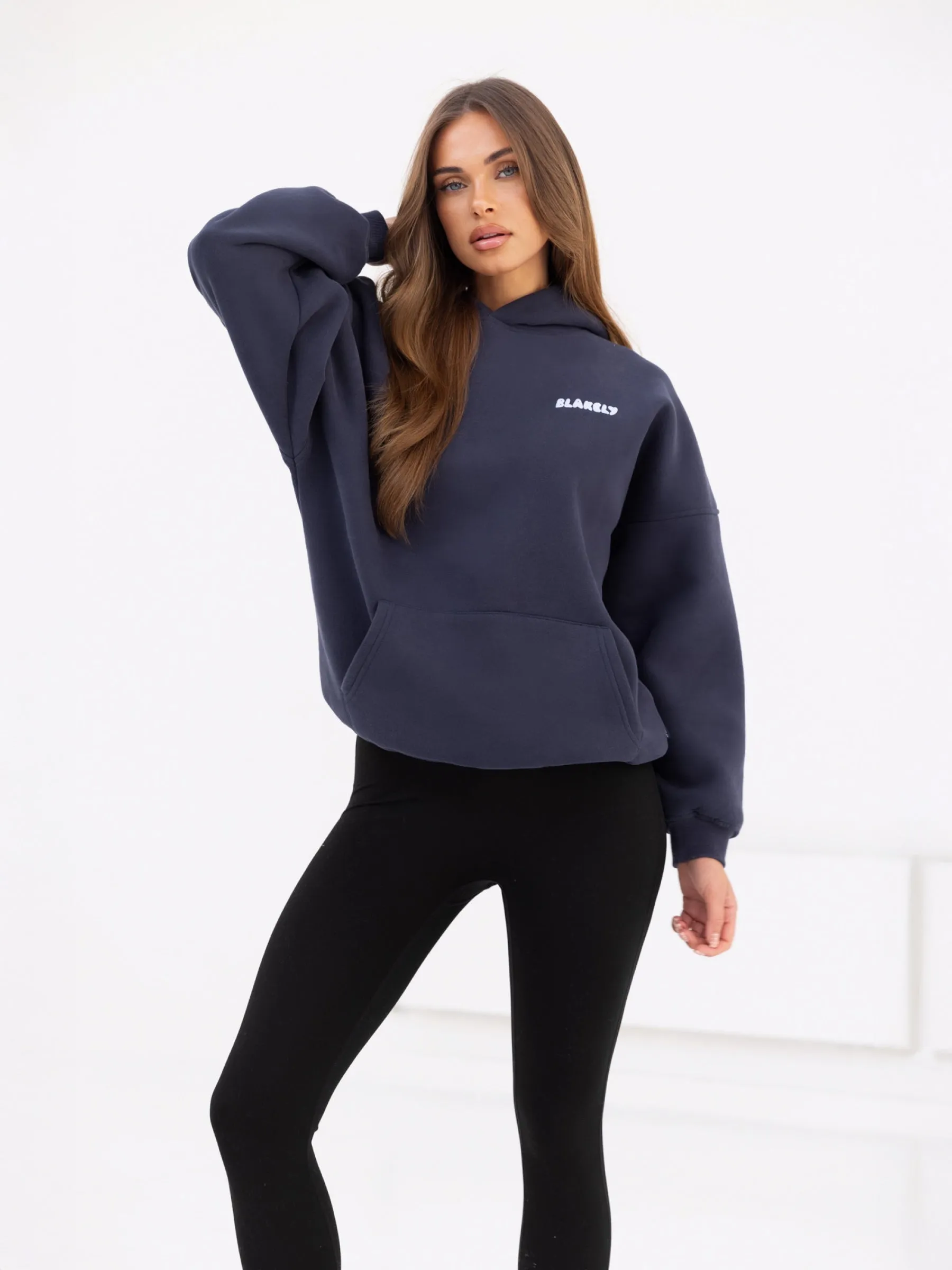 UPF Protection Cloud  Print Oversized Hoodie - True Navy