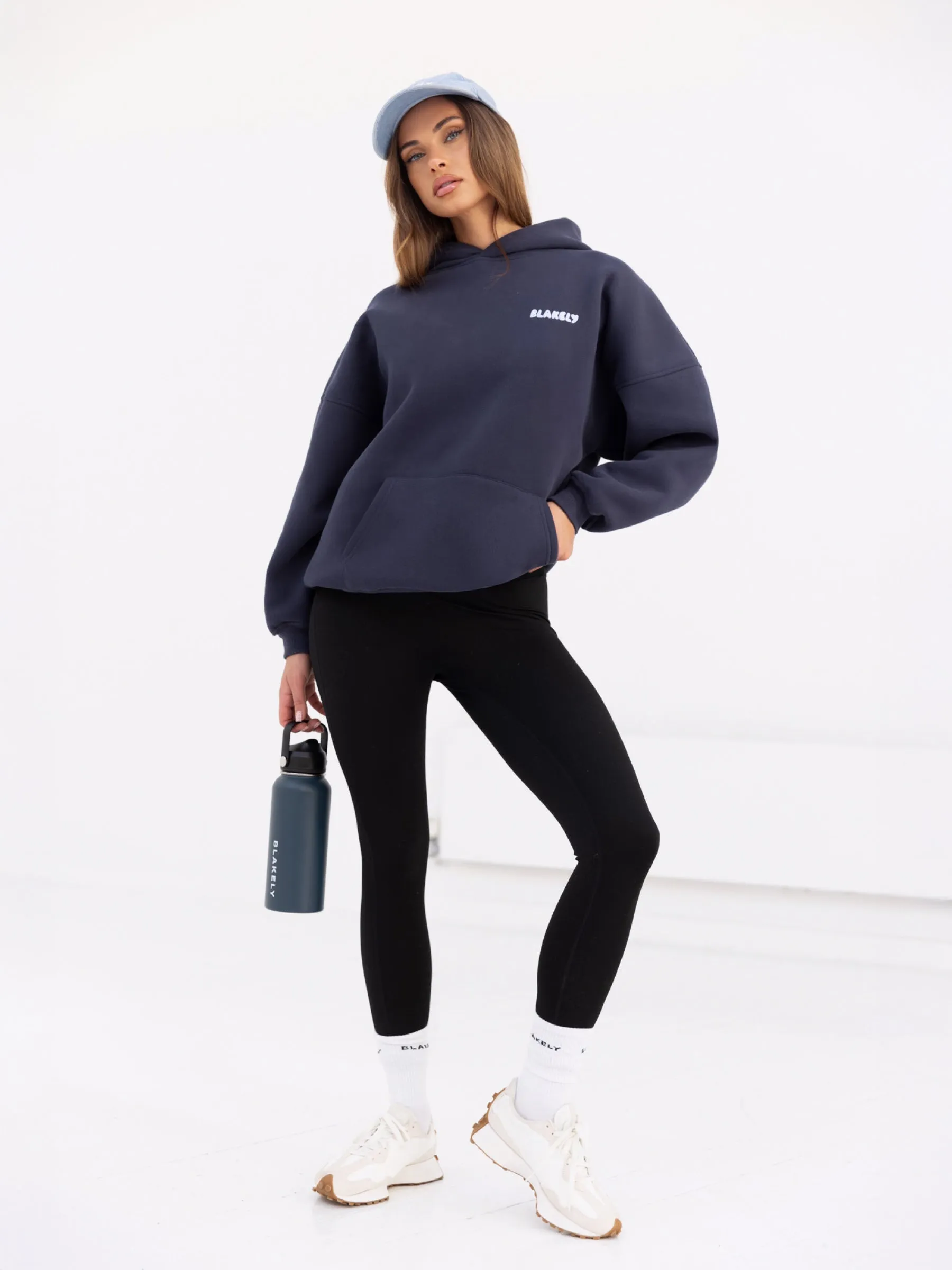 Soft touch finish Cloud  Print Oversized Hoodie - True Navy