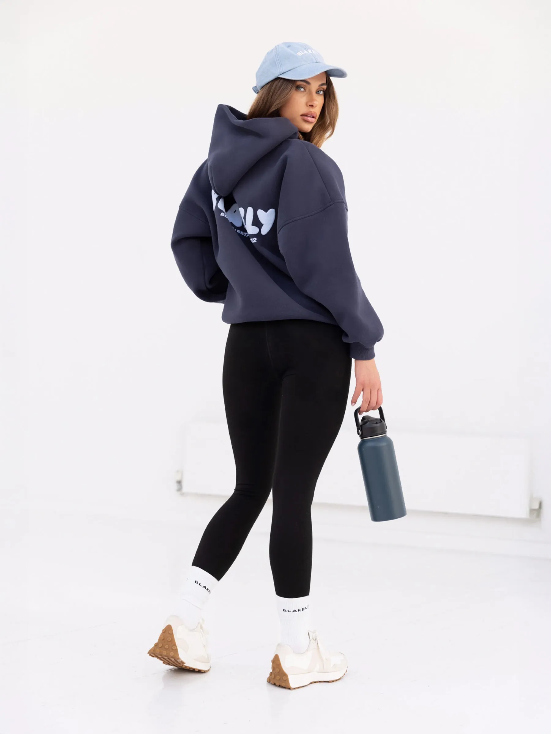 Cloud  Print Oversized Hoodie - True Navy Pullover Style Gender Neutral