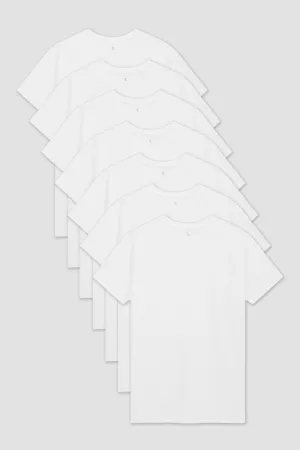7 Pack Athletic Fit Crew Neck T-Shirt in White Slim Silhouette