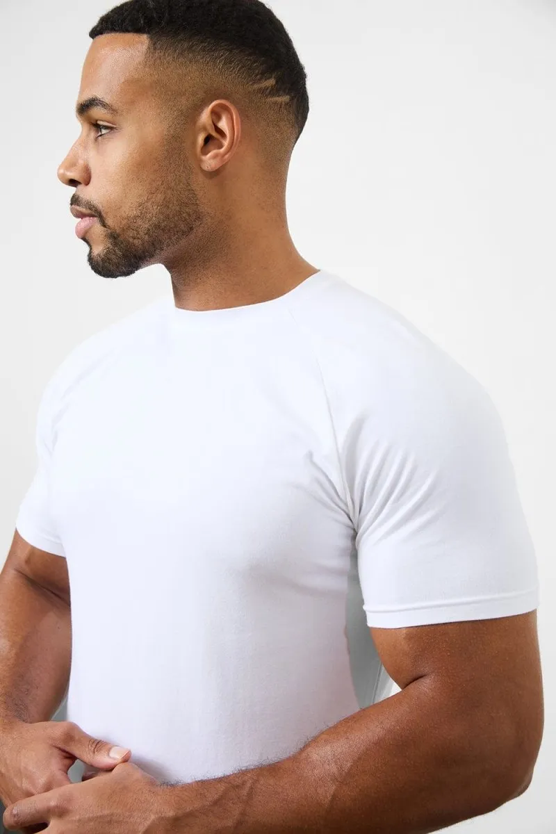 Organic Cotton Construction 7 Pack Athletic Fit Crew Neck T-Shirt in White