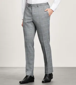 Non Irritating Tags Modern Cut Slim Fit Grey Plaid Suit Pants