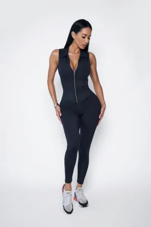 Dynamic Friends Trendy Wedding Black Mesh Zipper Bodysuit