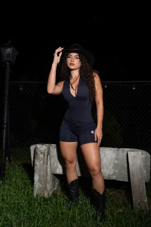 Luxury Music Western BBB Fit Wear Black Short Bodysuit