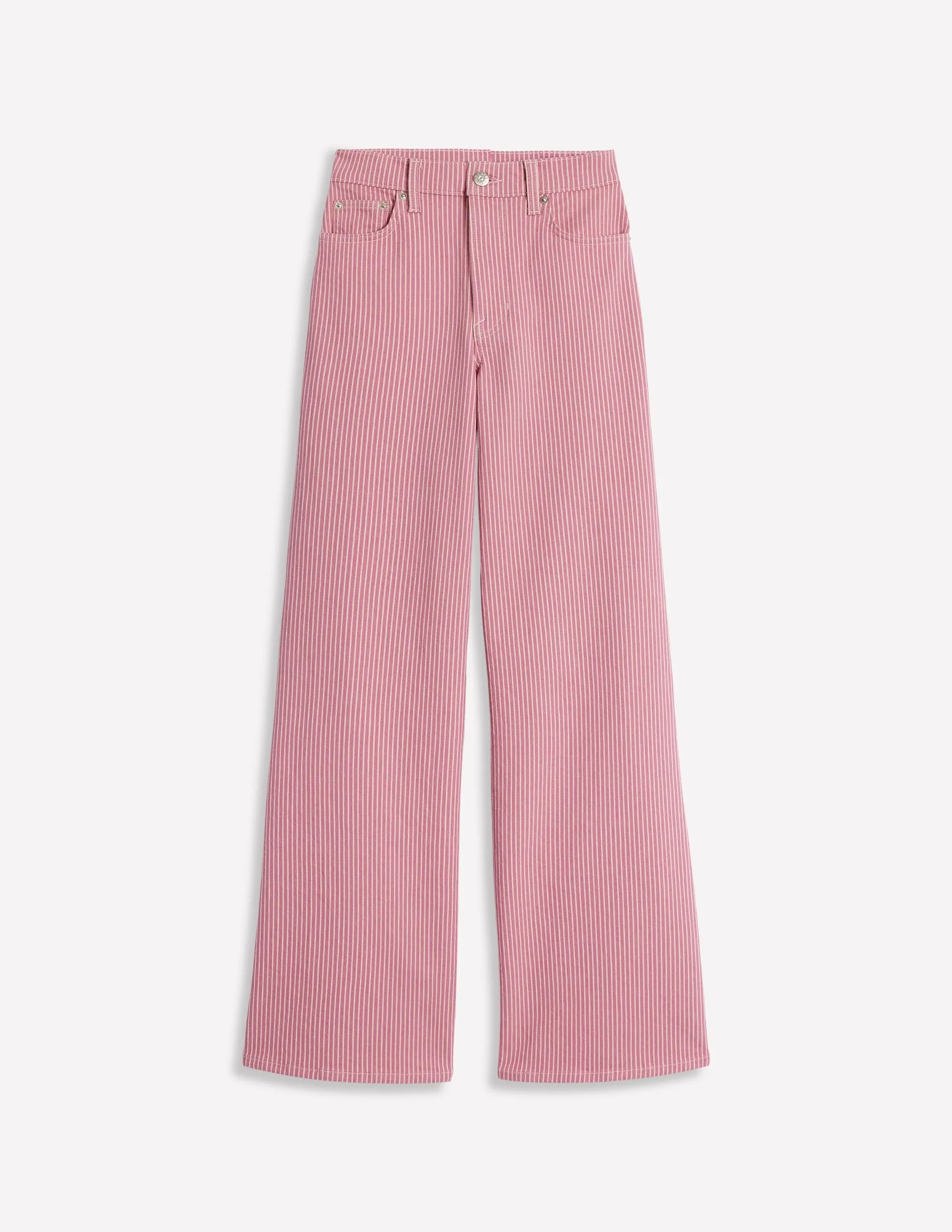 High Rise Wide Leg Jeans-Pink Stripe Casual Staple Sustainable Evening Stroll Casual