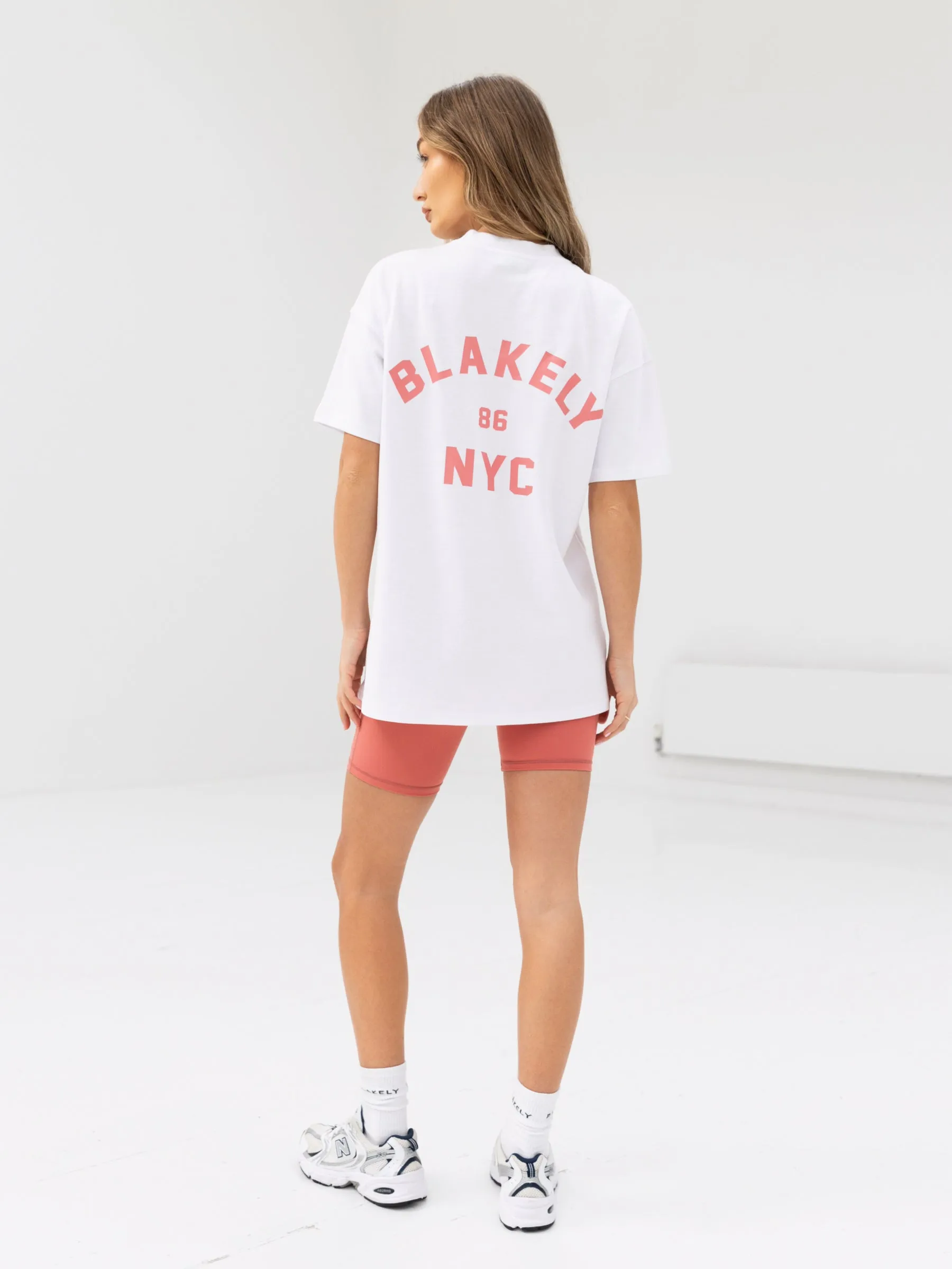 NYC Oversized T-Shirt - White & Sunrise Coral Street Ready