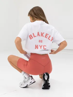 Versatile and Comfortable Seasonal Comfort NYC Oversized T-Shirt - White & Sunrise Coral