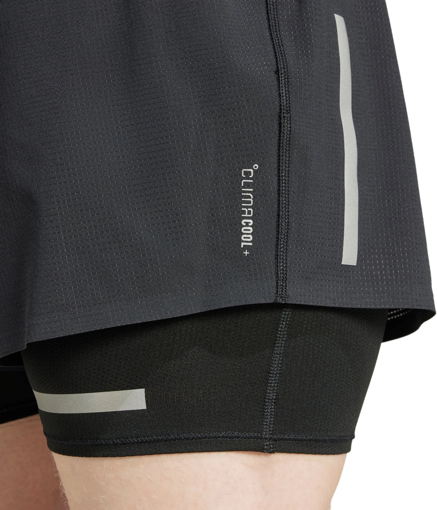 Perfect Fit Crisp Look adidas Ultimate Reflective 2 In 1 Mens Running Shorts - Black