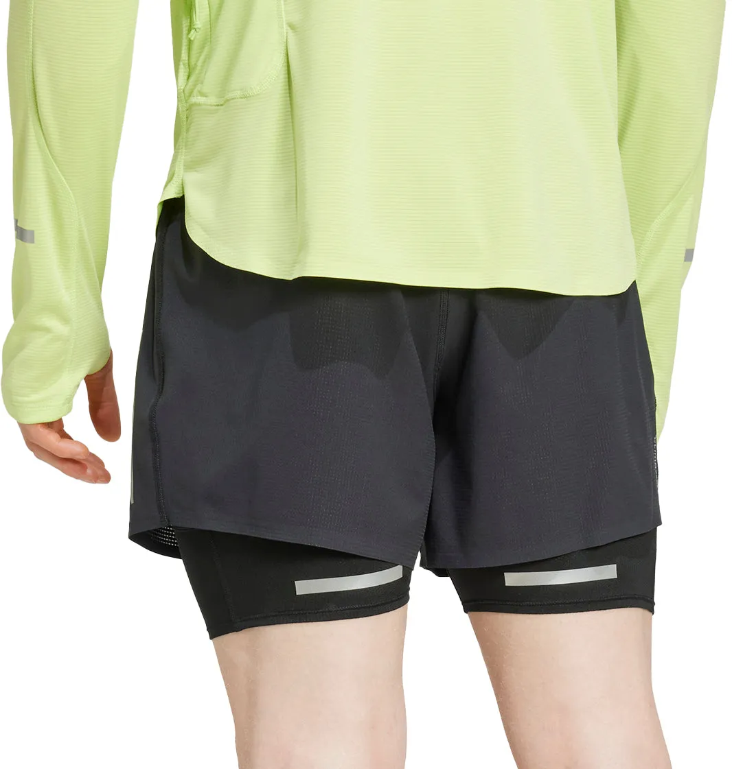 regular size adidas Ultimate Reflective 2 In 1 Mens Running Shorts - Black