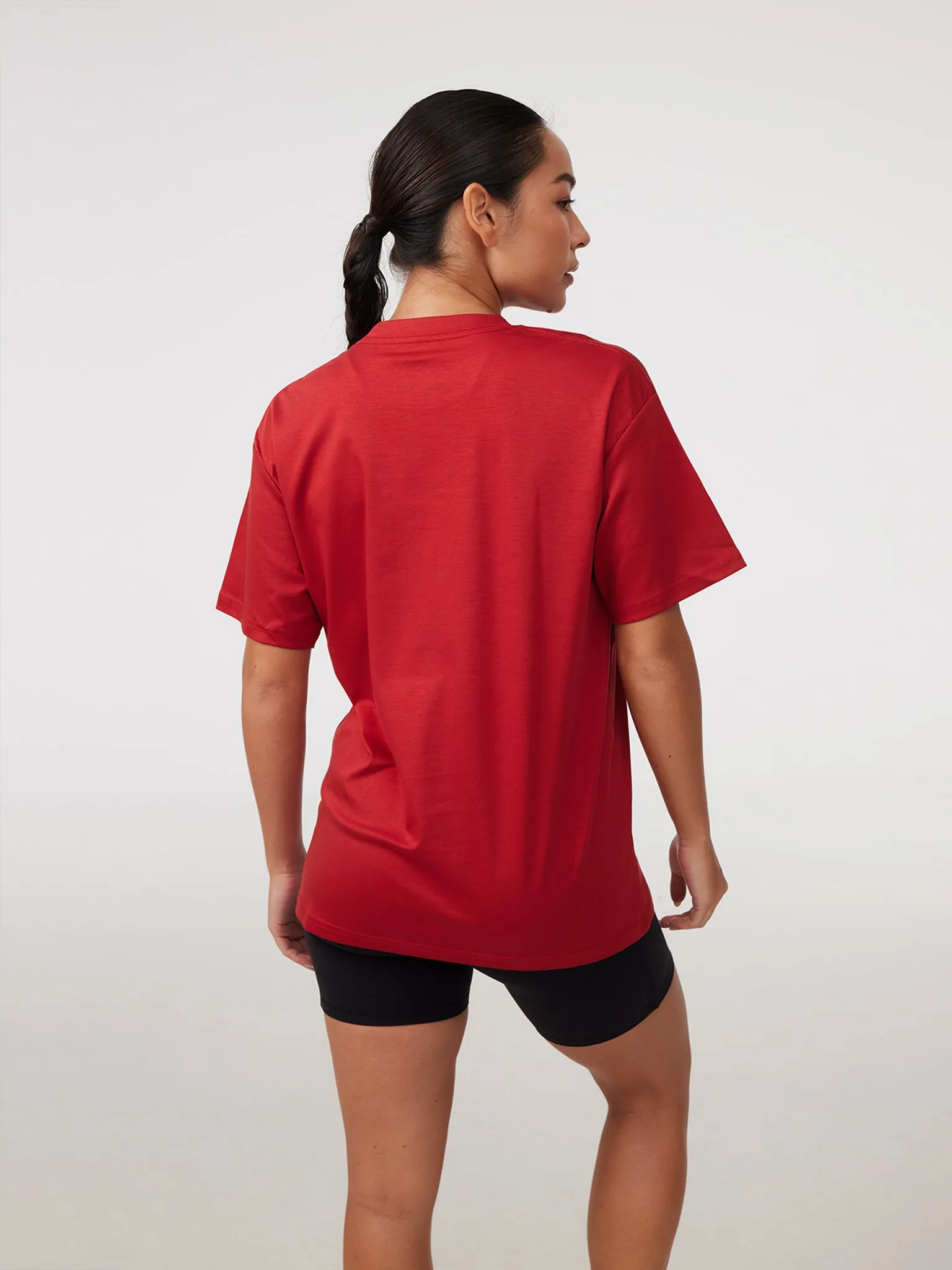 Curved Hemline Oversized Tee in Adrenaline