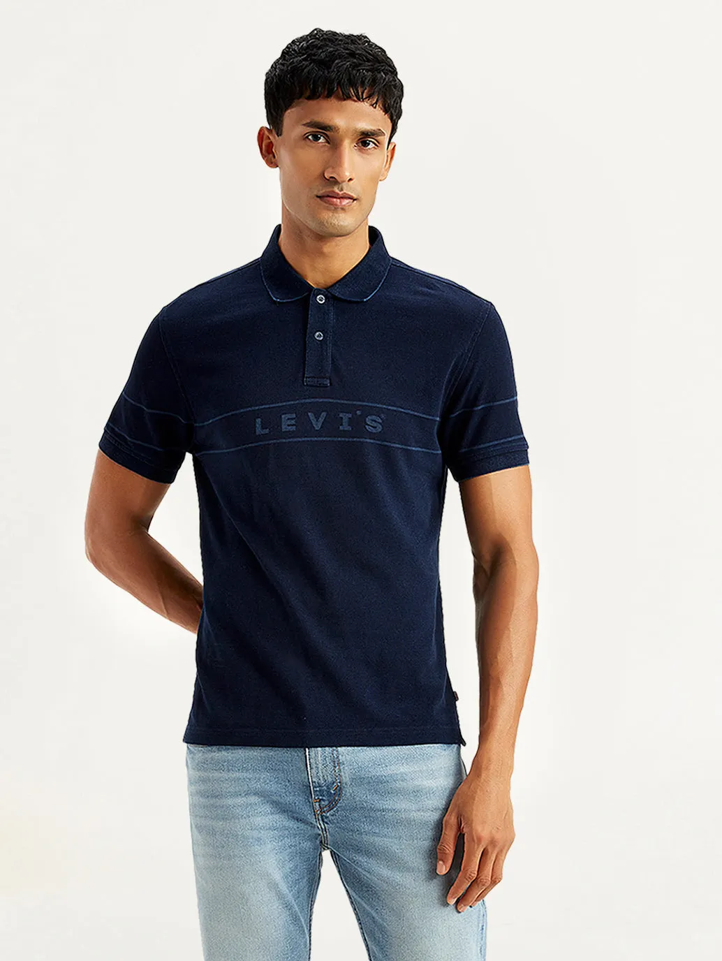 Men's Brand Logo Slim Fit Polo T-Shirt Relaxed Collar Collared Shirt