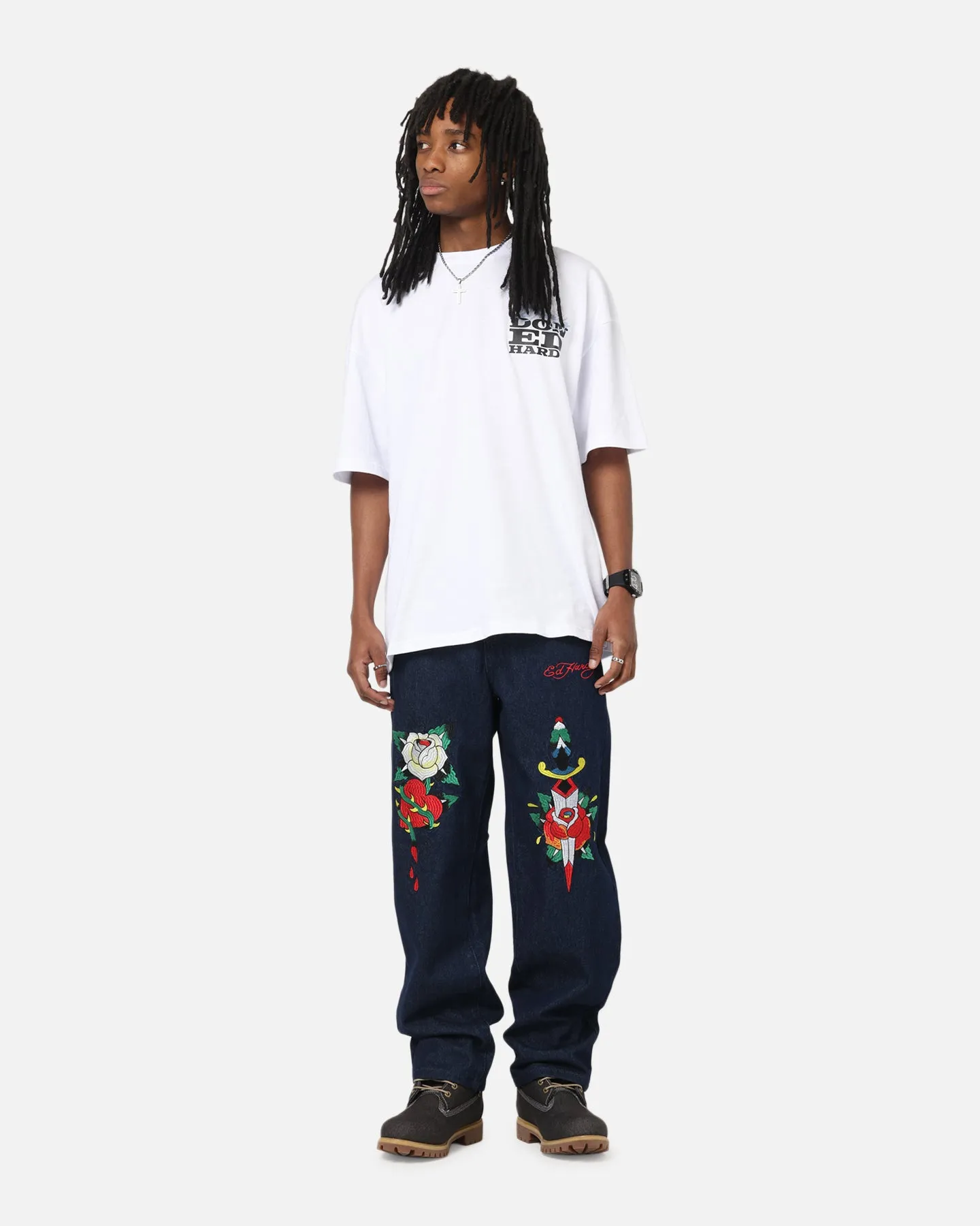 Reinforced Pockets Seasonless wear Ed Hardy Once Wounded Jeans Dark Indigo