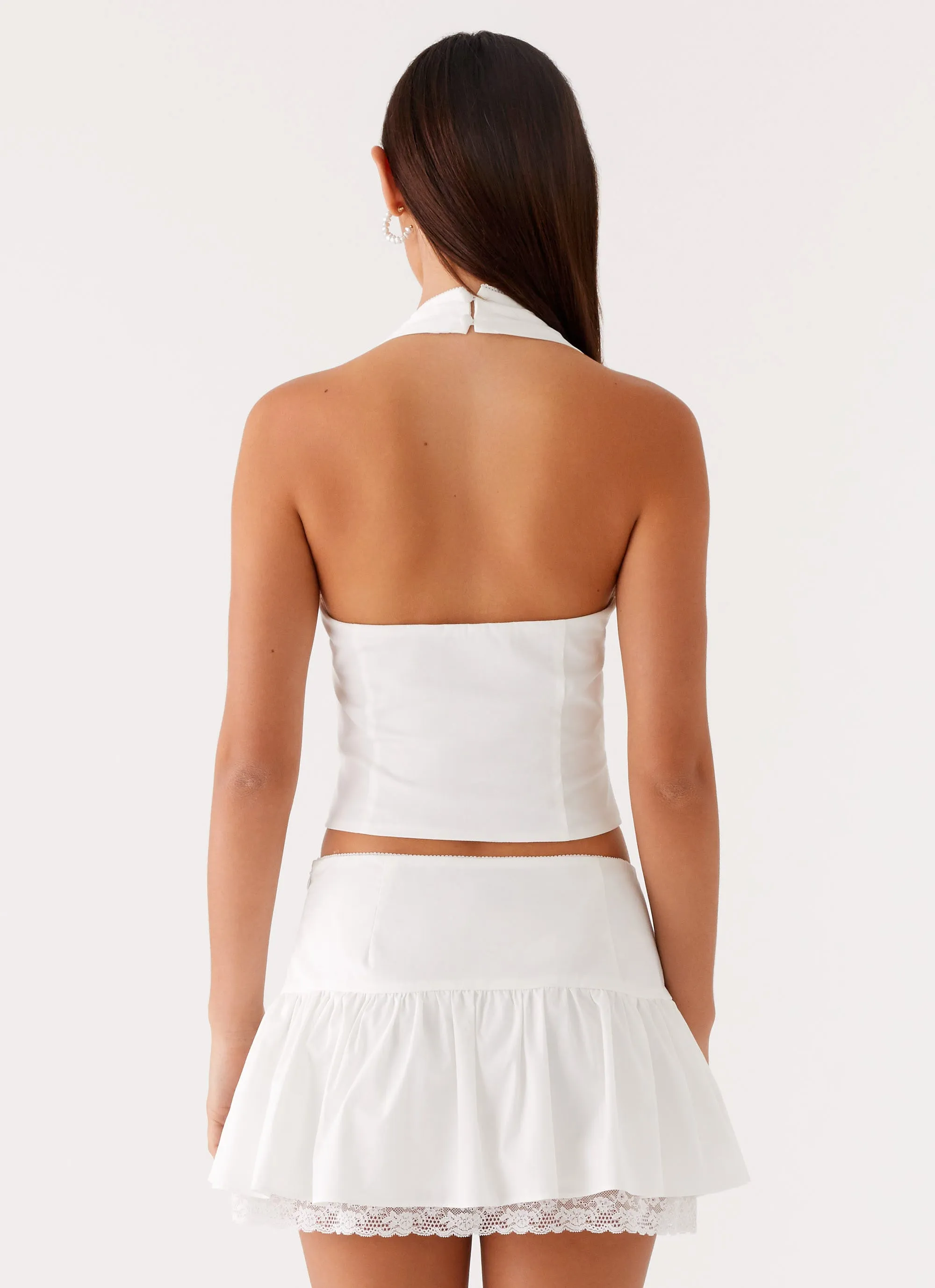 Work Option Invisible-Zip Mavis Mini Skirt - White