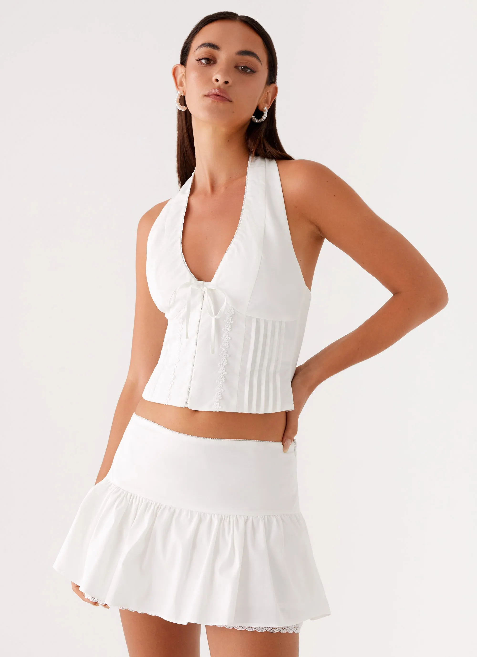 Mavis Mini Skirt - White Comfy and Elegant