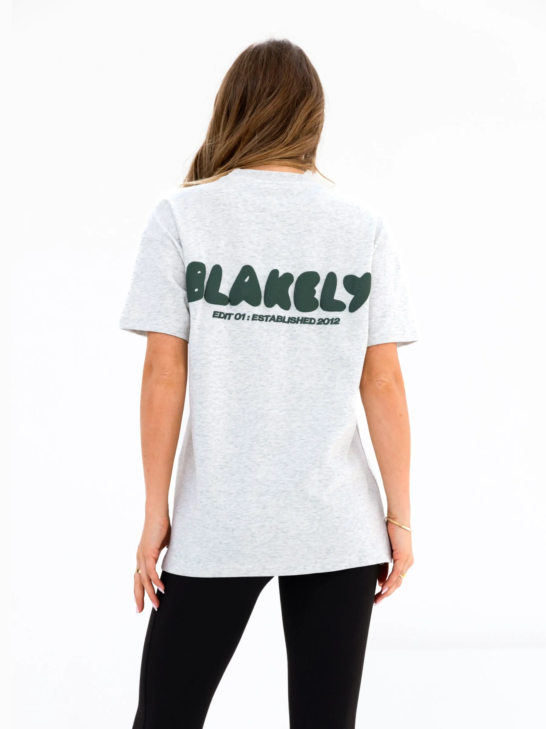 Cloud Print Oversized T-Shirt - Marl Grey Cozy Design Classic Crew Neck
