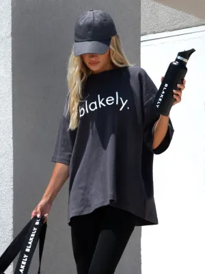 Chill Comfort Logo Ultra Oversized T-Shirt - Charcoal